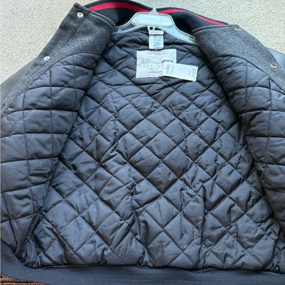 Vintage Men Disney  Mickey Mouse Embroidered Varsity Blk Wool Leather Jacket S - Picture 7 of 14